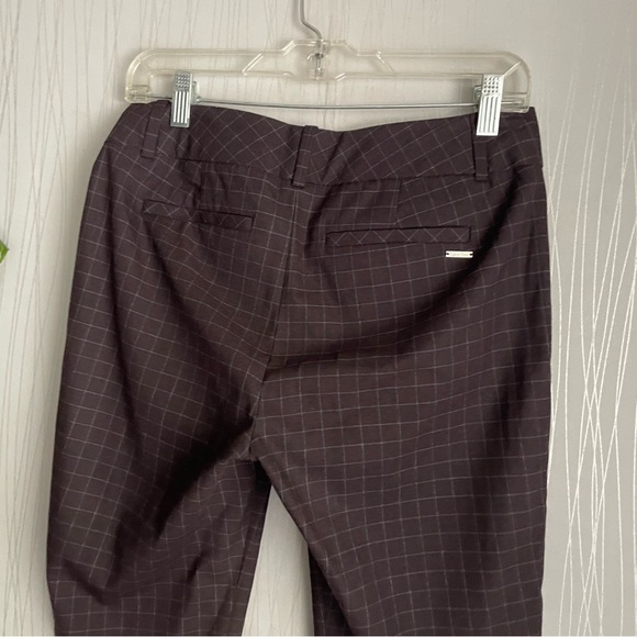 Calvin Klein Dress Pants Women’s size 6 Windowpane Plaid Burgundy - Picture 7 of 9